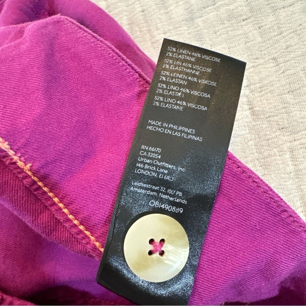 Maeve Anthropologie Purple The Colette Cropped Linen Wide Leg Pants Size 12P - Picture 10 of 13